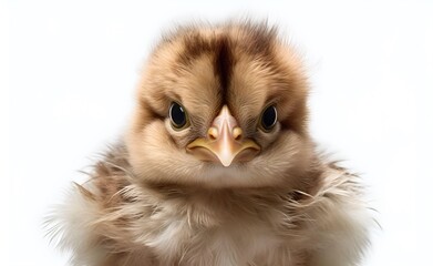 Little chick on a white background. Generative AI.
