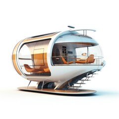 Obraz premium Futuristic tiny house on white background Generative AI