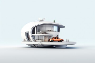 Futuristic tiny house on white background Generative AI