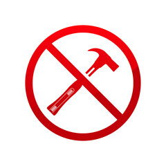 No hammer sign isolated on white background 
