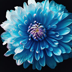 Obraz premium blue and white dahlia flower,abstract blue flower,Flower photography, flower close-ups