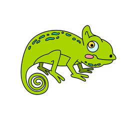 Chameleon Doodle Vector color illustration Isolated on white background