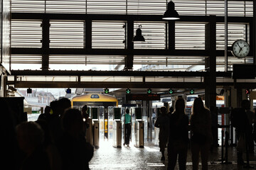 Access turnstiles at the rail station