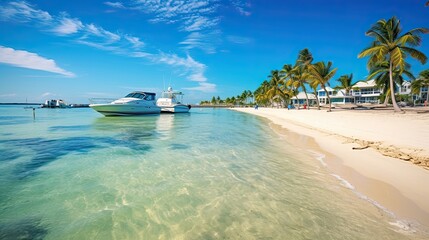 Escape to Paradise: Marvelous Marathon Key West Beach with Turquoise Blue Ocean and Tropical Island Vibe: Generative AI - obrazy, fototapety, plakaty