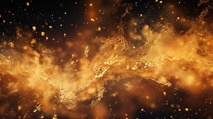 Magic Gold Explosion: Abstract Galaxy Background with Beautiful Golden Art and Wide-Angle View for Holiday Magic: Generative AI