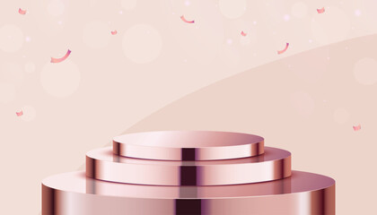 Stage podium with lighting, Stage Podium Scene with for Award Ceremony on pink Background, Vector illustration