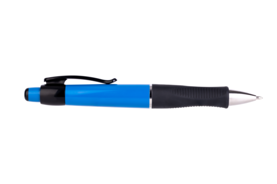 Blue pen isolated on white background with clipping path.