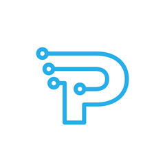 Initial Letter P Tech Logo Design Vector