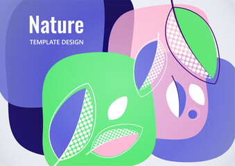 Abstract background with leaves and geometric shapes. Eco banner in flat style. Modern design for paper, cover, fabric, interior decor and other users. Vector