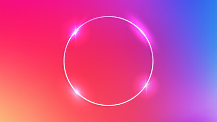 Neon circle frame with shining effects