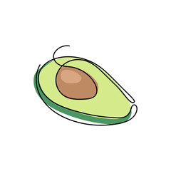 avocado one line isolated on white background