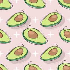 avocado seamless pattern on pink background