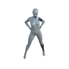 The ultimate gynoid robot women for futuristic science fiction scenes. 3d rendering illustration.