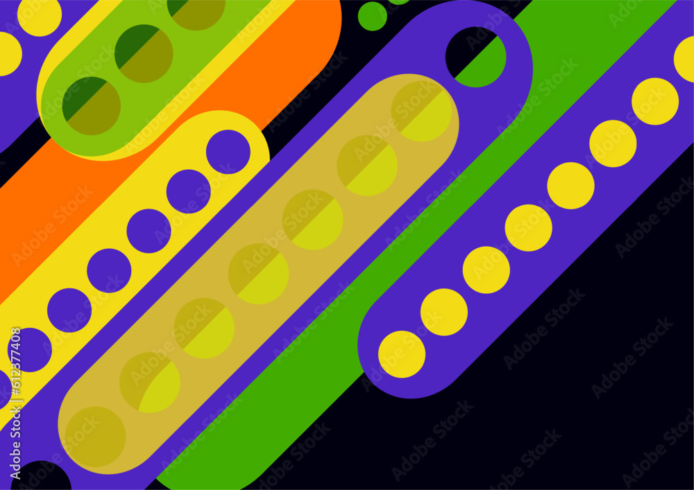 Poster abstract geometric colorful background with circles, rounded rectangles. graphic pattern of simple s