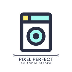 Washing machine pixel perfect RGB color ui icon. Hotel laundry service. Simple filled line element. GUI, UX design for mobile app. Vector isolated pictogram. Editable stroke. Poppins font used