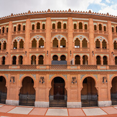 Cover of the bullring of Las Ventas with its typical old brick architecture, Madrid.