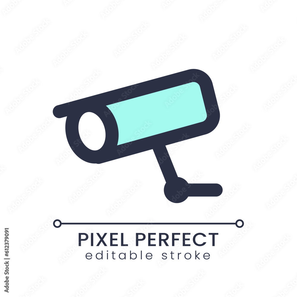 Poster surveillance pixel perfect rgb color ui icon. cctv. security technology. simple filled line element.
