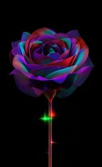 Beautiful colorful abstract rose on a black background