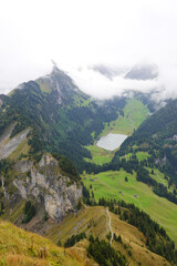 Fototapeta na wymiar The view from Hoher Kasten mountain, the Swiss Alps