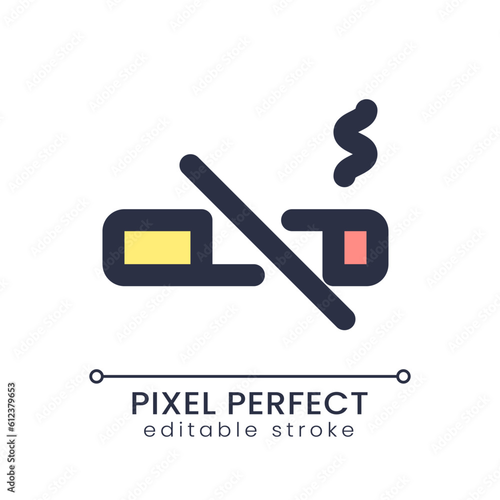 Poster no smoking pixel perfect rgb color ui icon. public places restrictions. simple filled line element. 