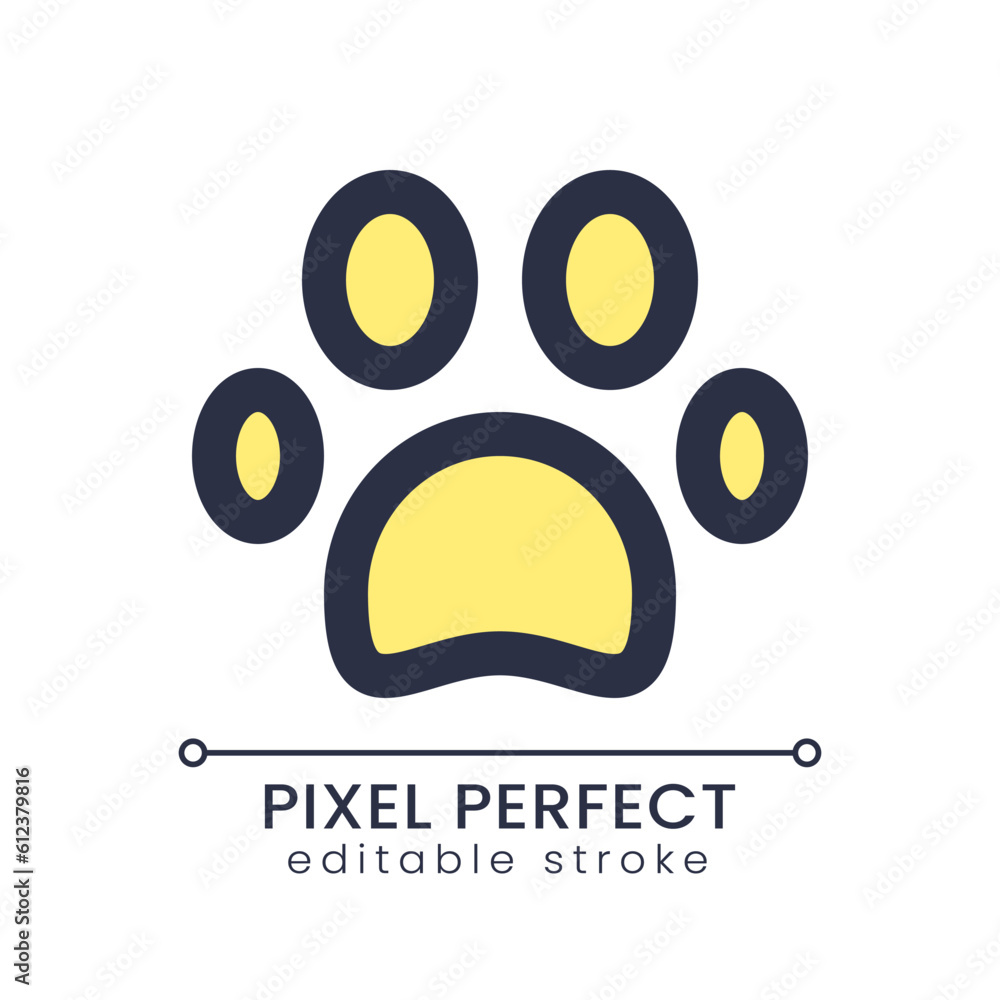 Poster pet friendly pixel perfect rgb color ui icon. public place permission. hotel. simple filled line ele