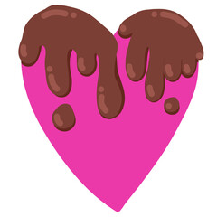 Cute heart-shaped hand drawn, vibrant heart, pastel-colored heart, heart melting like dripping water.