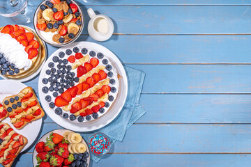 Fourth of July, Patriotic Independence day desserts.  4th of July sweet brunch food and snacks -...