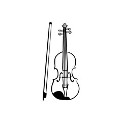 Fototapeta na wymiar Vector sketch hand drawn violin silhouette, line art