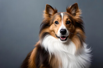 Fototapeta premium Shetland Sheepdog on gray background