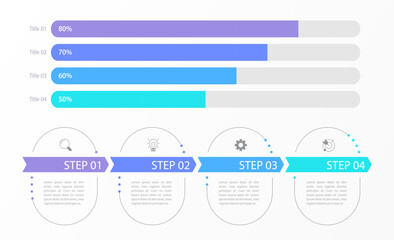 Success bar graph infographic chart design template. Abstract infochart with editable contour. Instructional graphics with 4 step sequence. Visual data presentation. Merriweather Sans font used