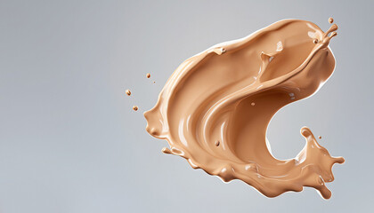 Liquid Foundation Splash Fluid Cosmetic Cream Element - 3D Rendering with Copy Space for cosmetic design, product presentation, advertising, branding, graphic design, beauty trends, skincare Products