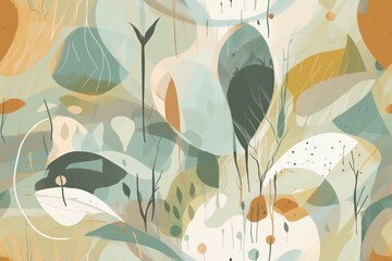 Nature Inspired Abstract Artwork with Organic Shapes and Soothing Colors Created with Generative AI