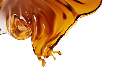 3D Render Maple Syrup Honey Pouring Isolated Design on White Background with Copy Space, liquid, food photography, food styling, food presentation, advertising, branding, graphic design, Banner, 