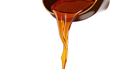 3D Render Maple Syrup Honey Pouring Isolated Design on White Background with Copy Space, liquid, food photography, food styling, food presentation, advertising, branding, graphic design, Banner, 