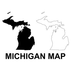Set of Michigan map, united states of america. Flat concept icon vector illustration - obrazy, fototapety, plakaty