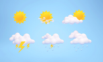
3d weather pack for alerts, meteor, cloud weather icons 3D illustration design