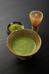 抹茶　木目背景イメージ