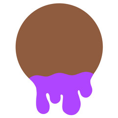 Elemental spherical fragments with melted water droplets, bright circular geometric fragments, melted chocolate.