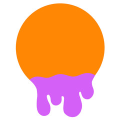 Elemental spherical fragments with melted water droplets, bright circular geometric fragments, melted chocolate.