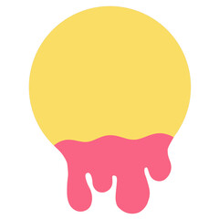 Elemental spherical fragments with melted water droplets, bright circular geometric fragments, melted chocolate.