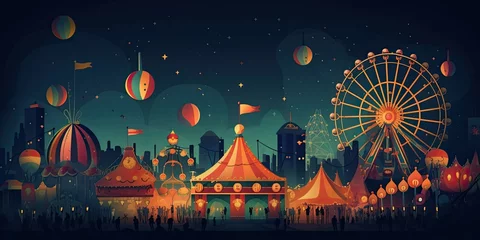 Keuken foto achterwand Amusementspark Festivals and masquerade, circus festive background. Generative ai.