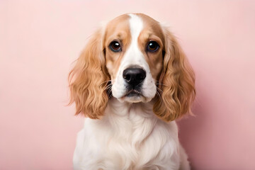 Cocker Spaniel on light pink background