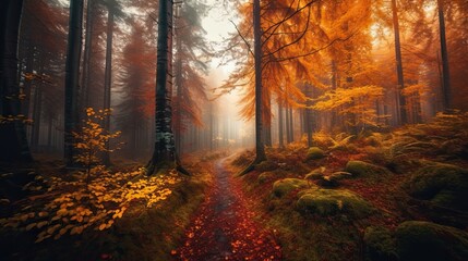 Fototapeta premium Autumn magical forest background