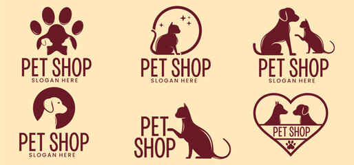 pet shop vector logo, dog and cat grooming suitable for company symbol