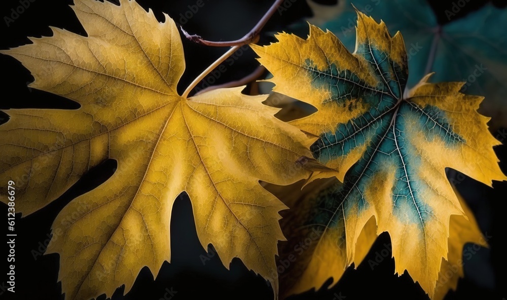 Poster there is nothing more characteristic of autumn than the completely yellowed leaves of the maple on t
