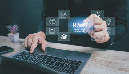 Business people working in research and development, research studies, research strategy action plan Organize and work Invent and discover new things that bring benefits. project very efficiently