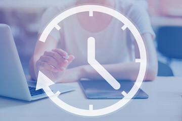 Business working hours Office shift times Day working loop cycle concept, Closeup people with...