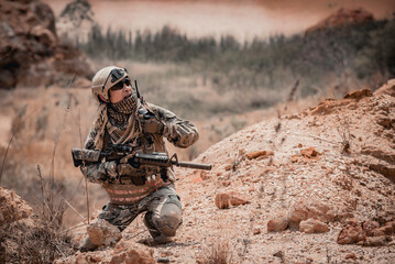 Soldiers of special forces on wars at the desert,Thailand people,Army soldier