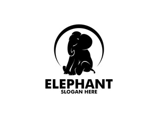 Elephant logo vector, Sit Elephant logo design template