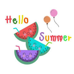 Hello summer card with balloons